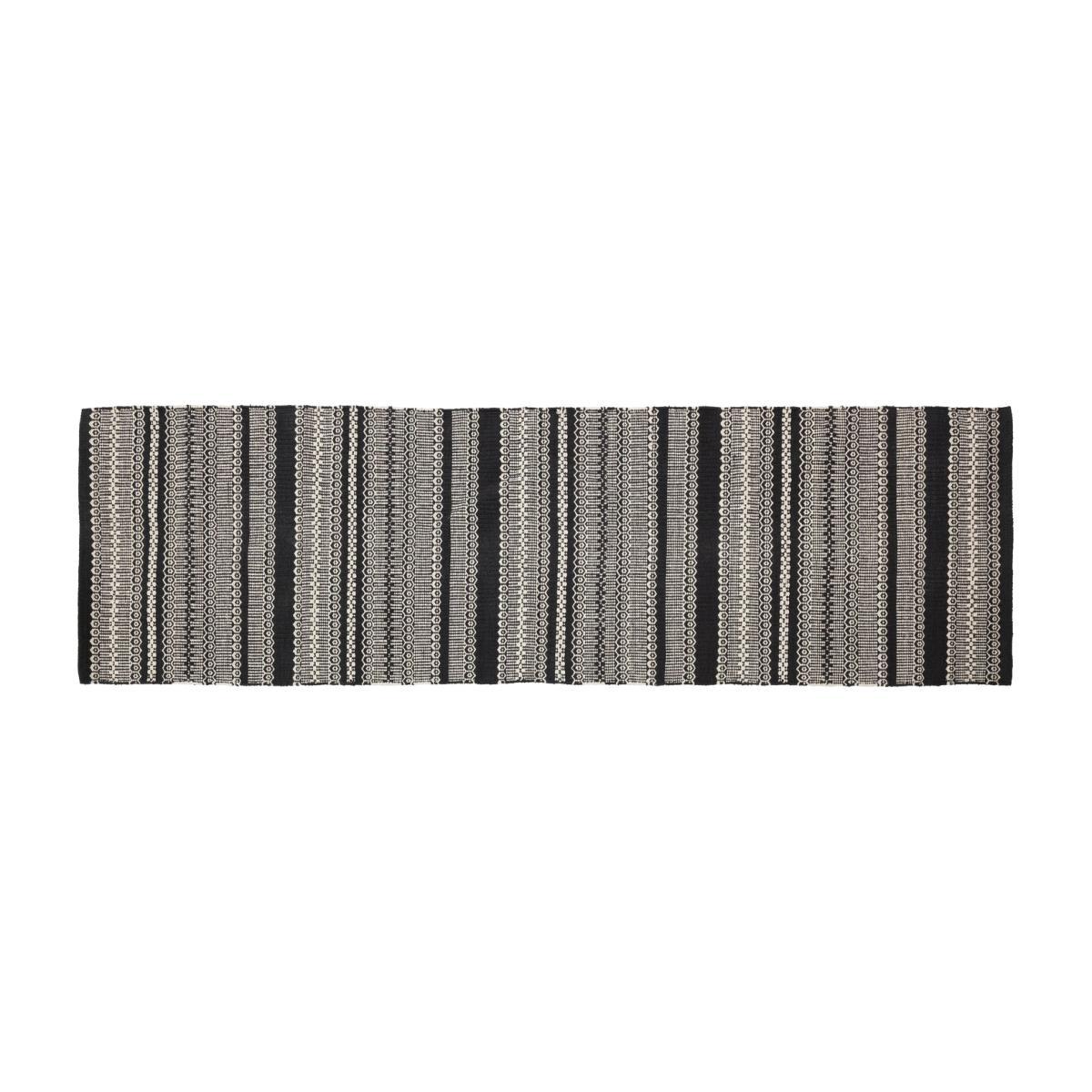 Habitat Agnes Cotton Flatweave Rug - 65x200cm - Black & Grey – image 1