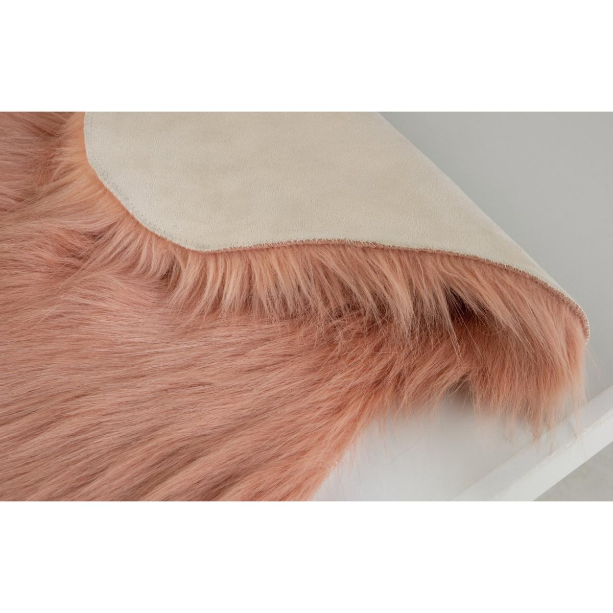 Habitat Faux Sheepskin Shaggy Woven Rug - 60x90cm - Blush – image 5