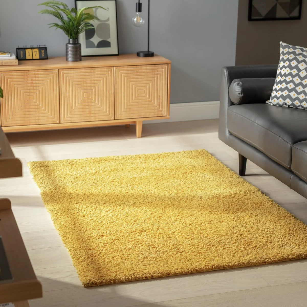 Habitat Recycled Plain Cosy Shaggy Rug - 160x230cm - Mustard – image 1