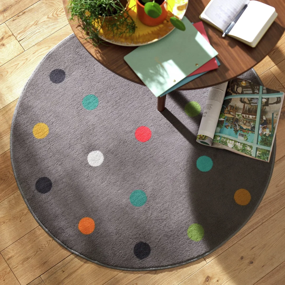 Habitat Spot Circle Cut Pile Rug - 100x100cm - Multicoloured