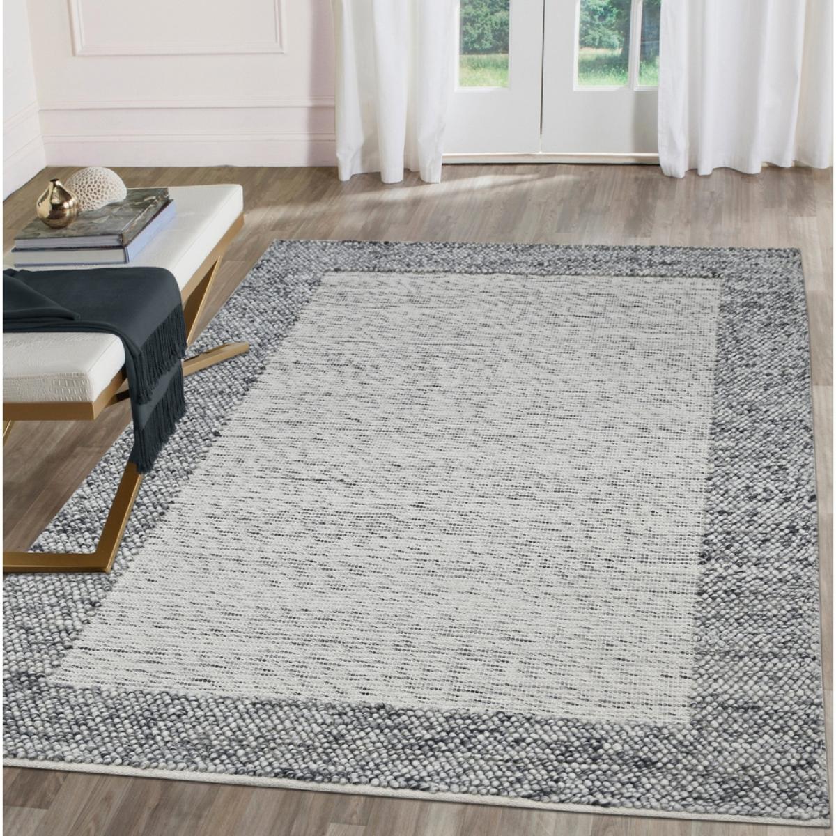 Wool Pebble Border Rug - Grey - 160x230cm – image 2