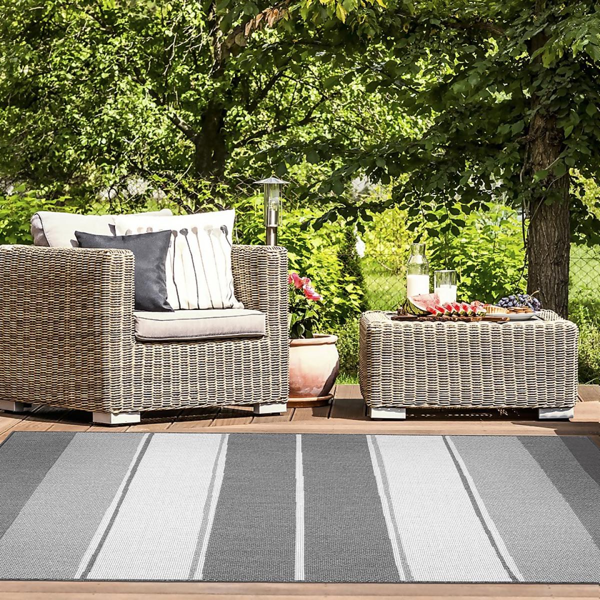 Duo Weave Indoor/Outdoor Rug - Stripe Charcoal - 160x230cm – image 2