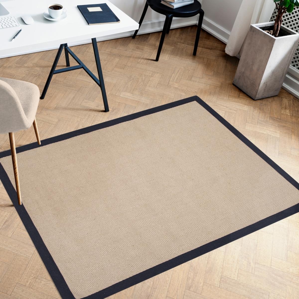Jute Herringbone Rug with Black Border - 200x290cm – image 2