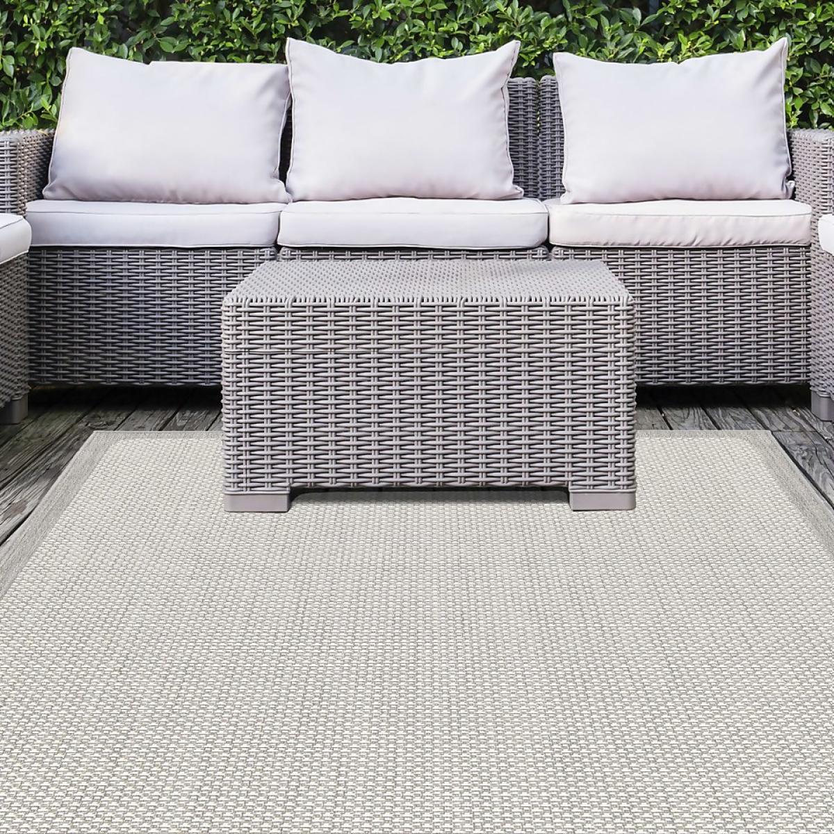 Relay Recycled Indoor/Outdoor Rug - Grey Border - 200x290cm – image 1