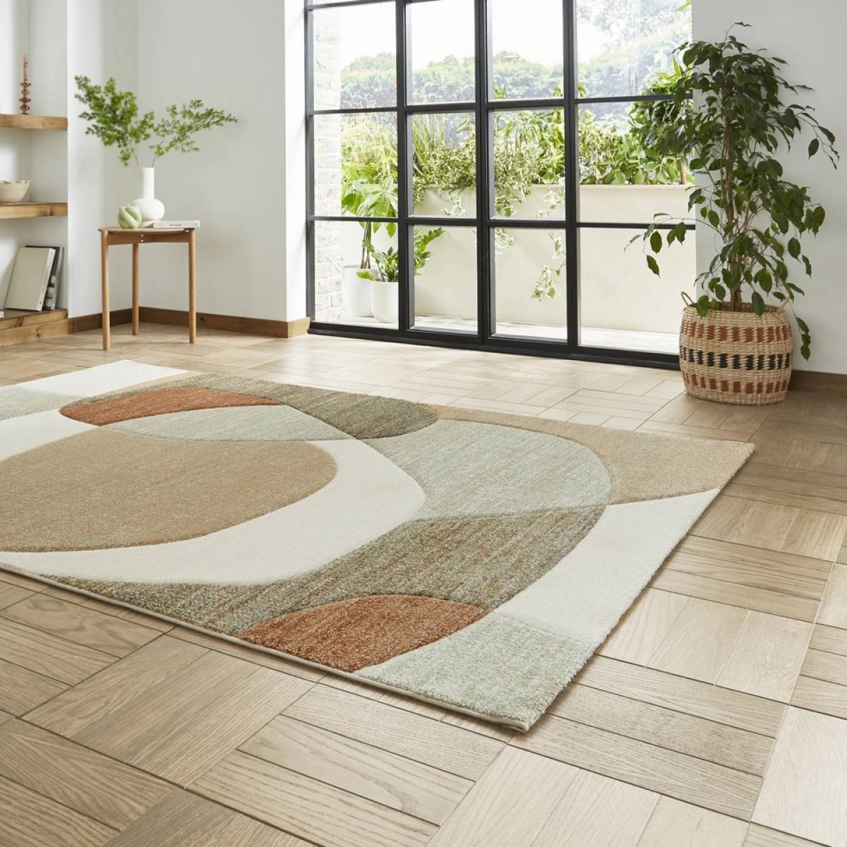 Auckland Multi-Textured Geometric Rug - Rust - 160x230cm – image 2