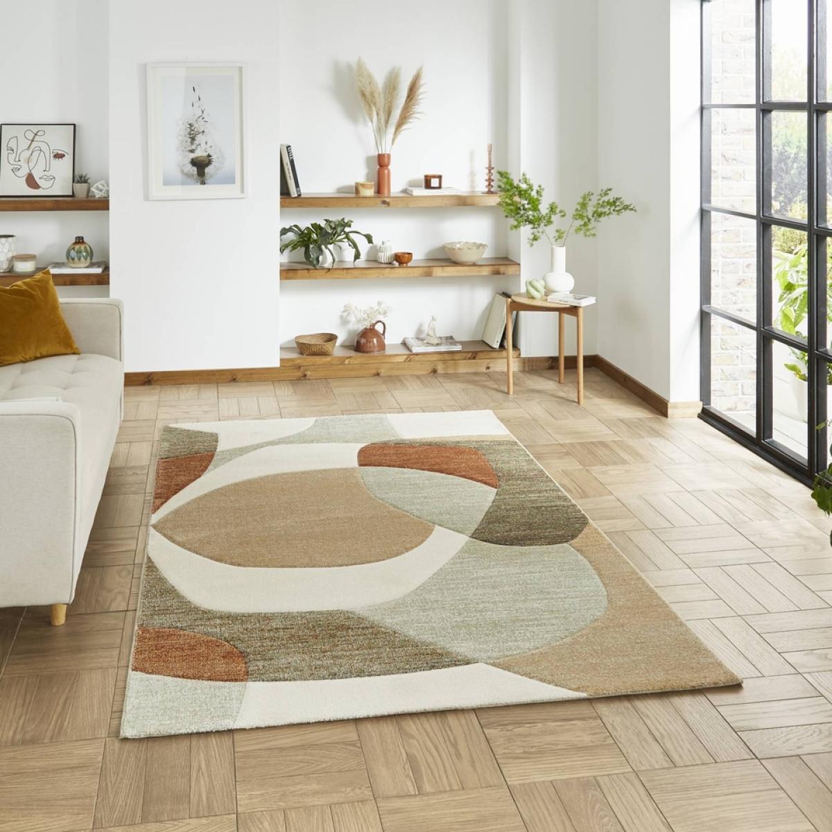 Auckland Multi-Textured Geometric Rug - Rust - 160x230cm – image 3