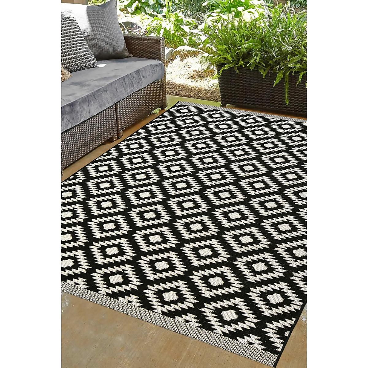 Indoor Outdoor Geo Rug - Black - 160x230cm – image 2
