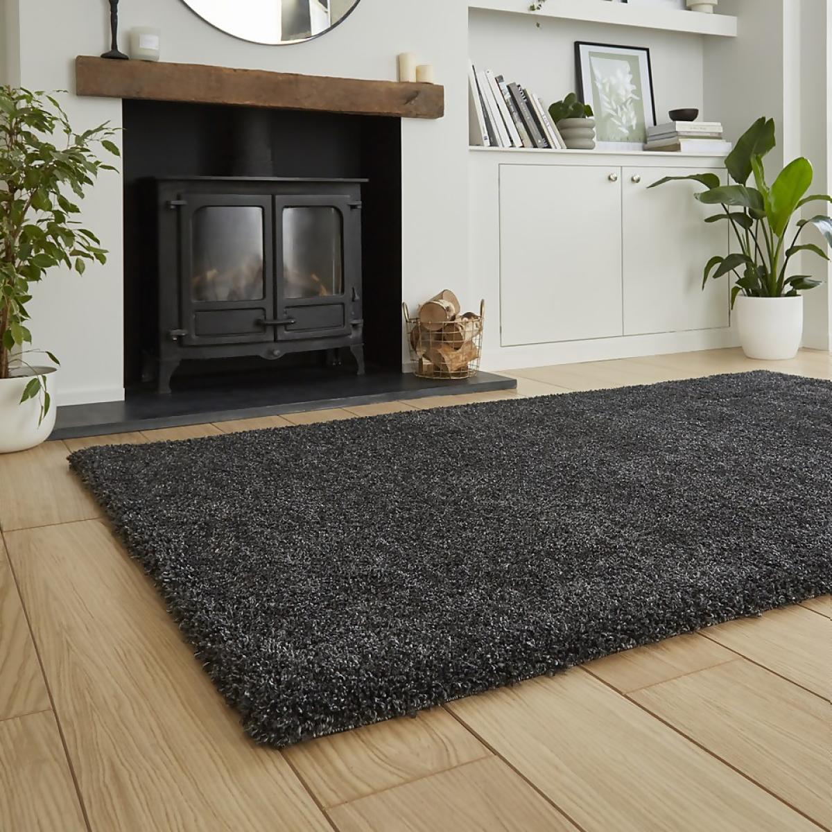 Ozzy Plain Shaggy Rug - Charcoal - 80x150cm – image 2