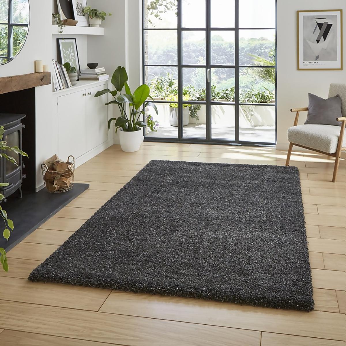 Ozzy Plain Shaggy Rug - Charcoal - 80x150cm – image 3