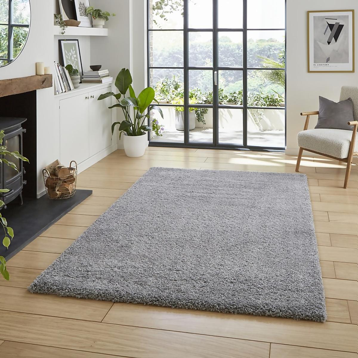 Ozzy Plain Shaggy Rug - Grey - 160x230cm – image 2