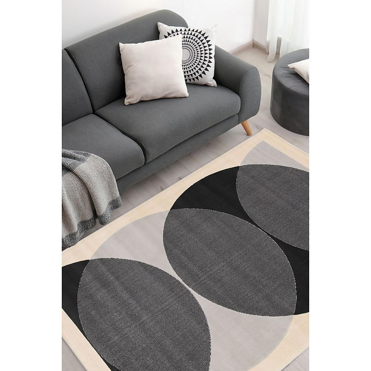 Retro Circle Rug - Monochrome - 160x230cm – image 2