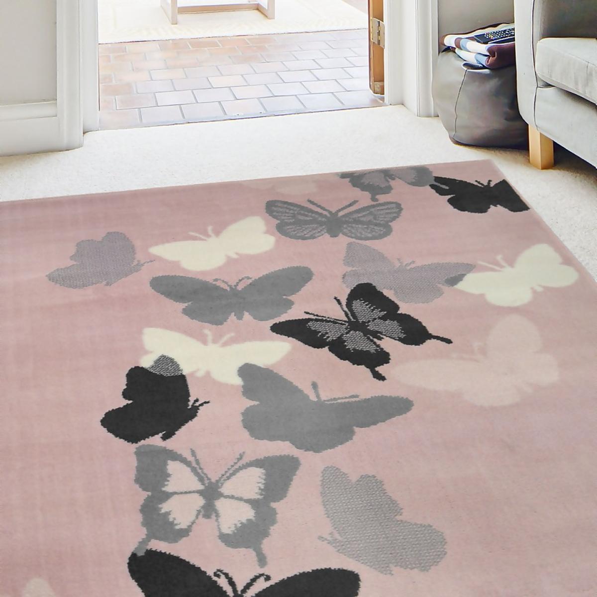 Butterfly Rug - Grey & Blush -160x230cm – image 2