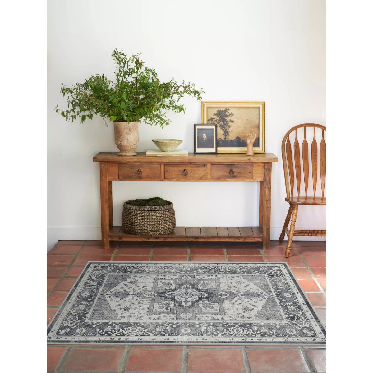 Ruggable Kira Geometric Floral Rug, Stone Blue – image 3