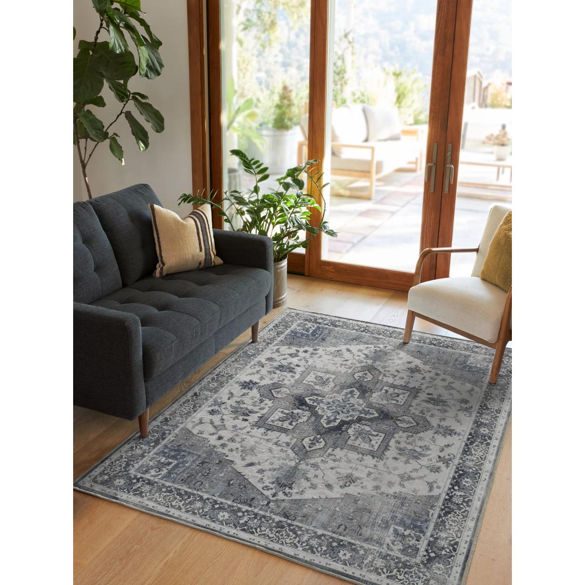 Ruggable Kira Geometric Floral Rug, Stone Blue – image 6
