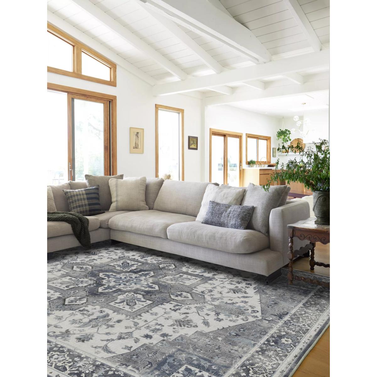 Ruggable Kira Geometric Floral Rug, Stone Blue – image 7