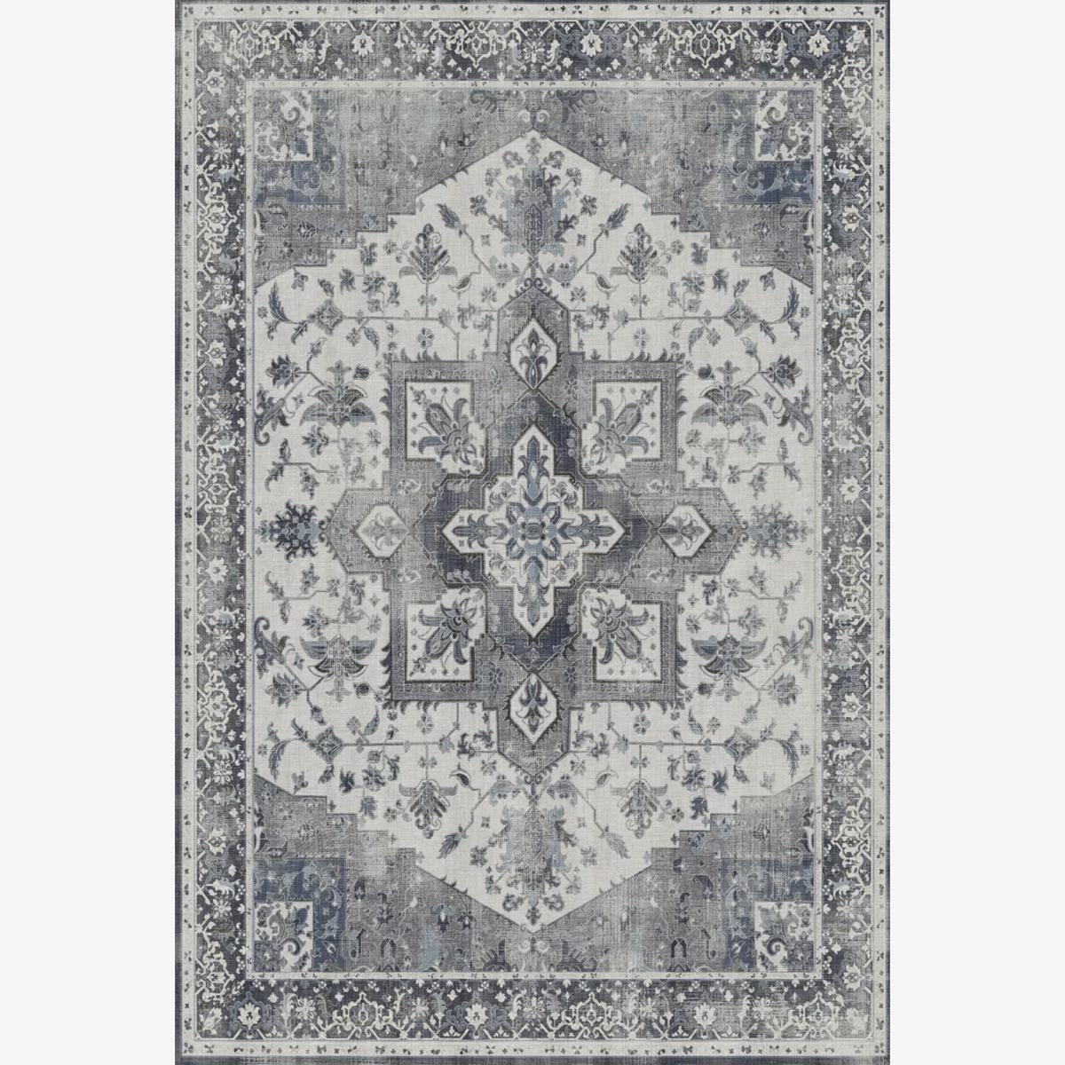 Ruggable Kira Geometric Floral Rug, Stone Blue – image 1