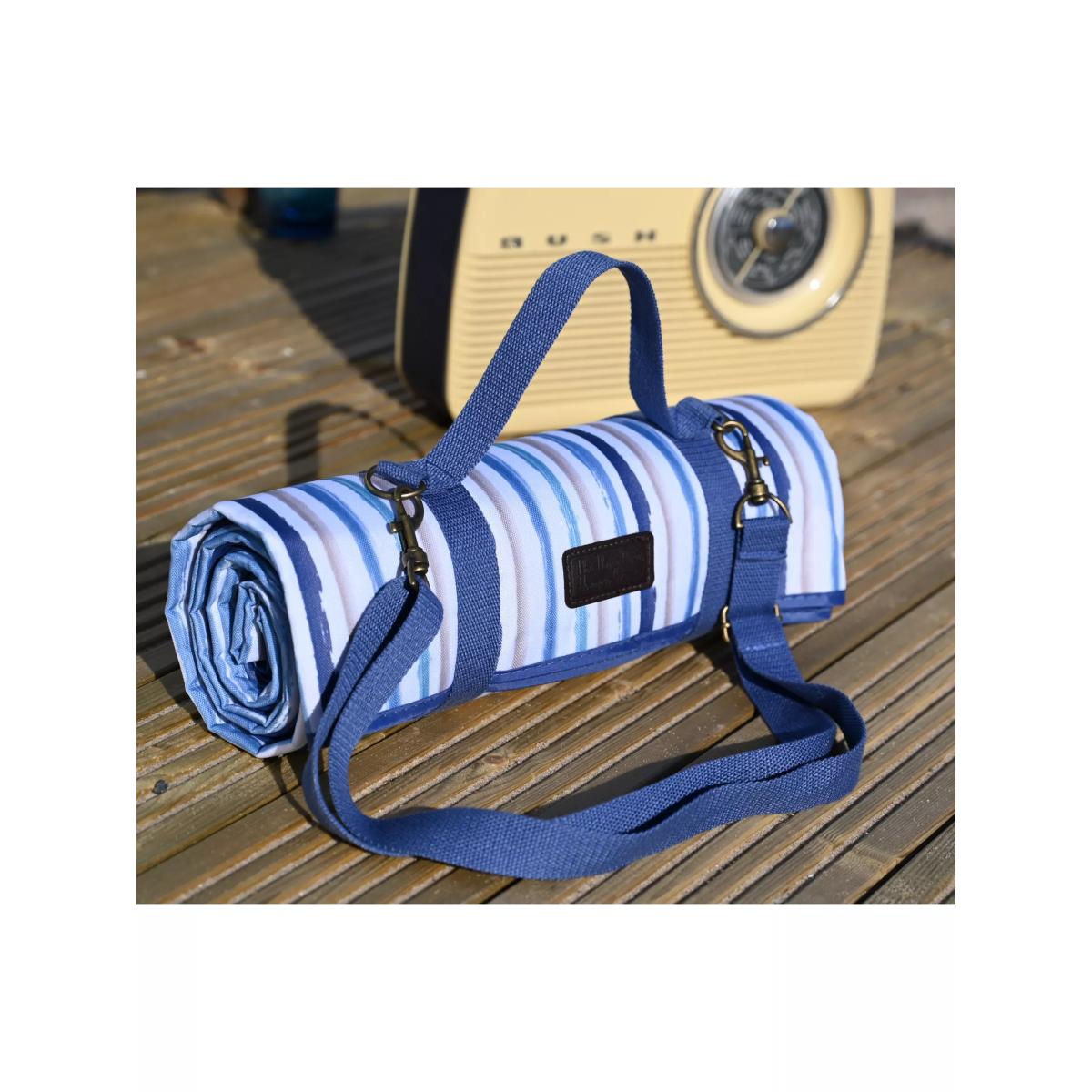 Three Rivers St Ives Striped Picnic Rug, Blue – image 3