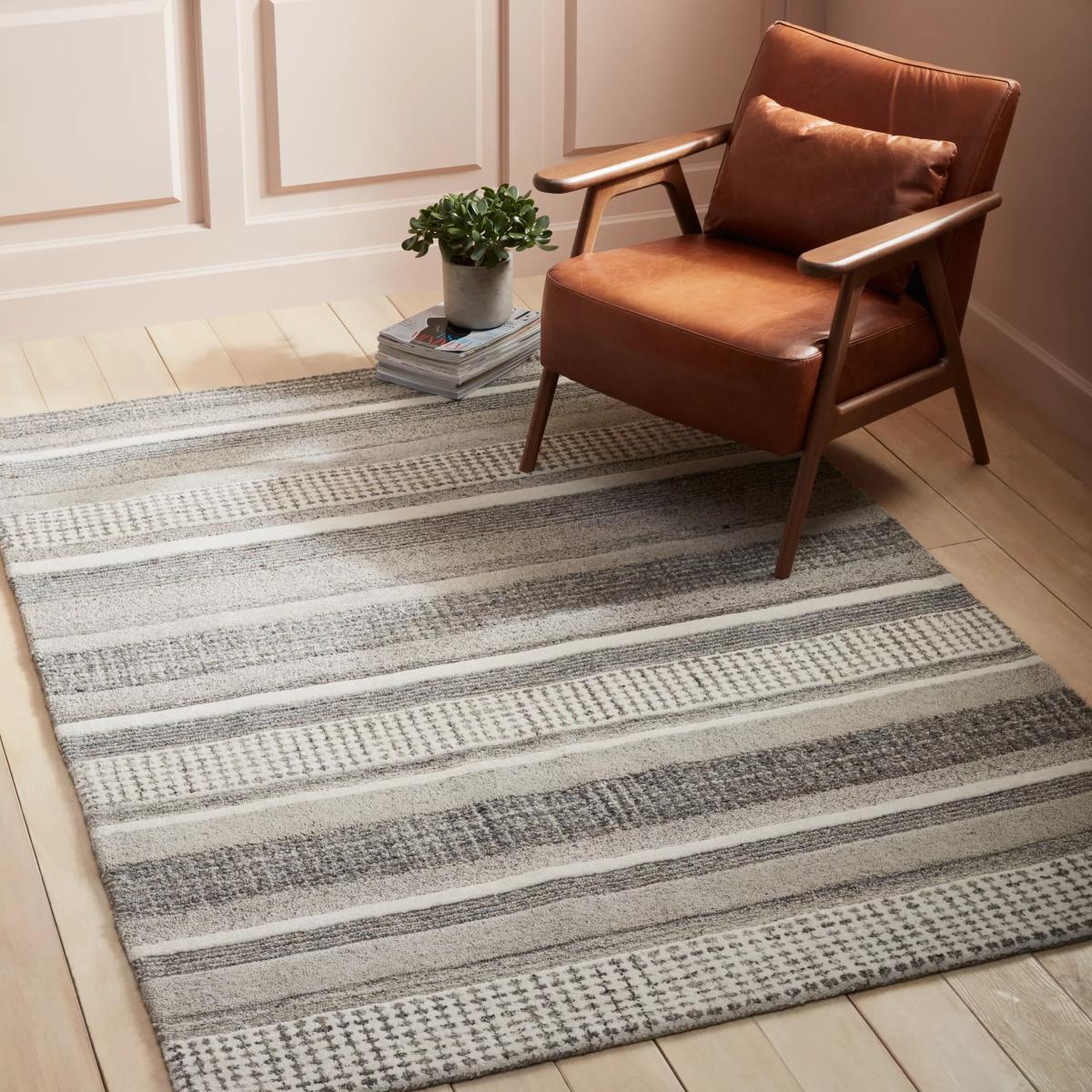 John Lewis & Partners Mosserud Stripe Rug, Grey, L240 x W170cm – image 3