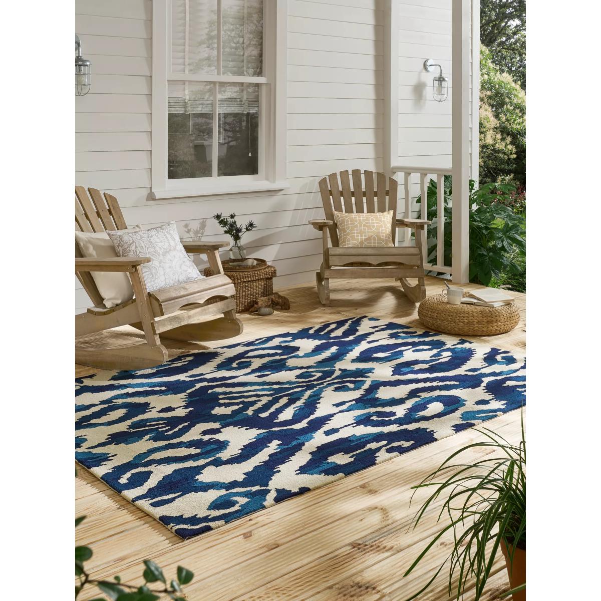 Sanderson Kasuri Indoor & Outdoor Rug, Blue – image 6