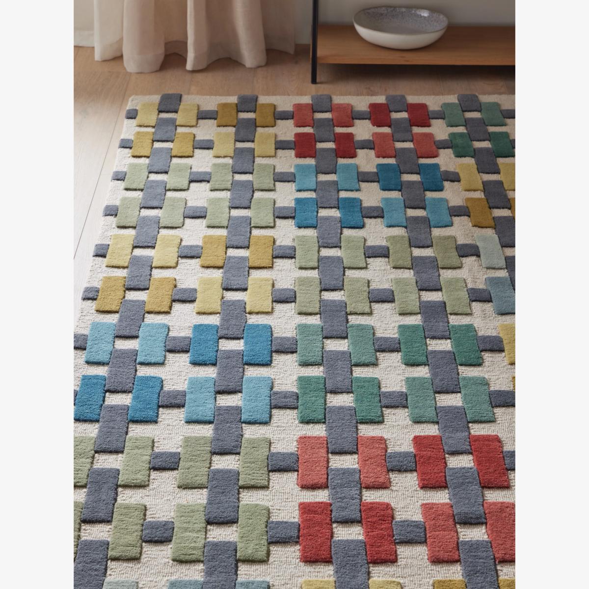 John Lewis Cable Check Wool Rug, Multi, L240 x W170 cm – image 1