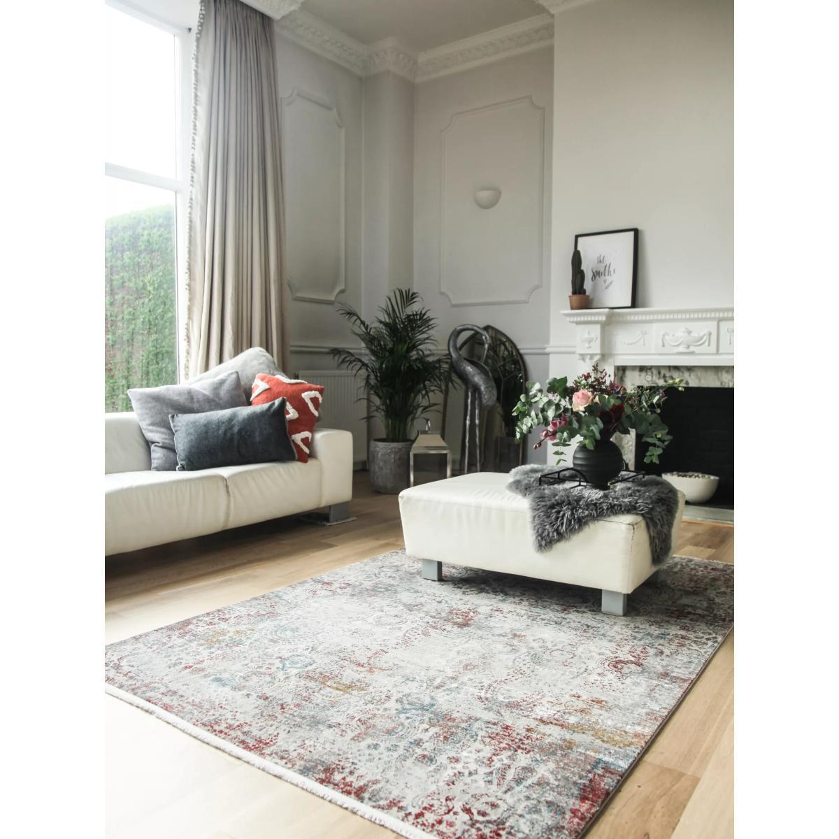 Gooch Luxury Distressed Paisley Rug, Grey – image 4