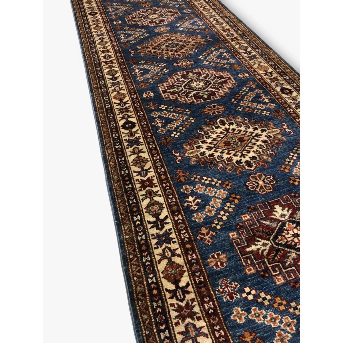 Gooch Oriental Kazak Supreme Rug, Blue/Multi, L308 x W84 cm – image 3