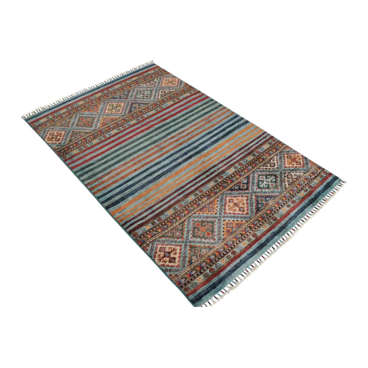 Gooch Oriental Khurjeen Hand Knotted Wool Rug, L159 x W103cm, Blue – image 1