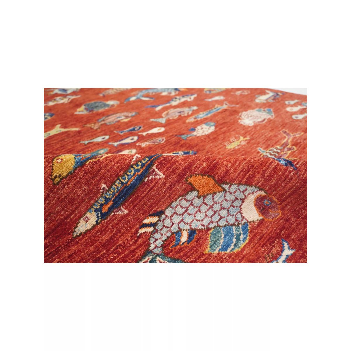 Gooch Oriental Fish Hand Knotted Wool Rug, L204 x W152cm, Red – image 4