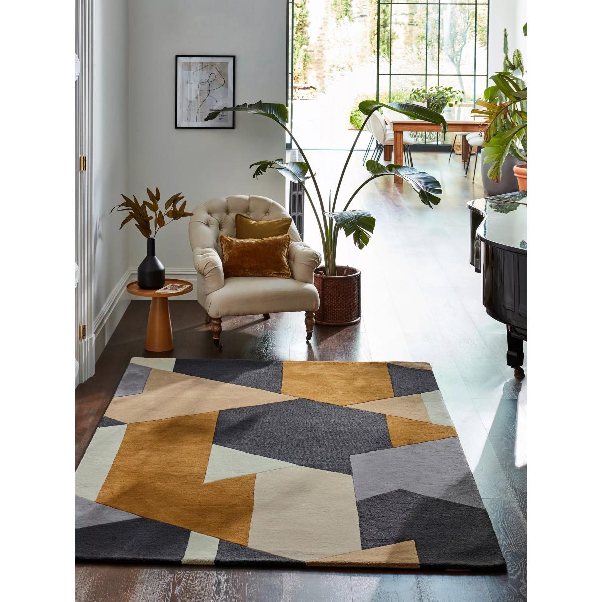 Harlequin Popova Geometric Pure Wool Rug, Caramel/Slate/Shell, L240 x W170 cm – image 6