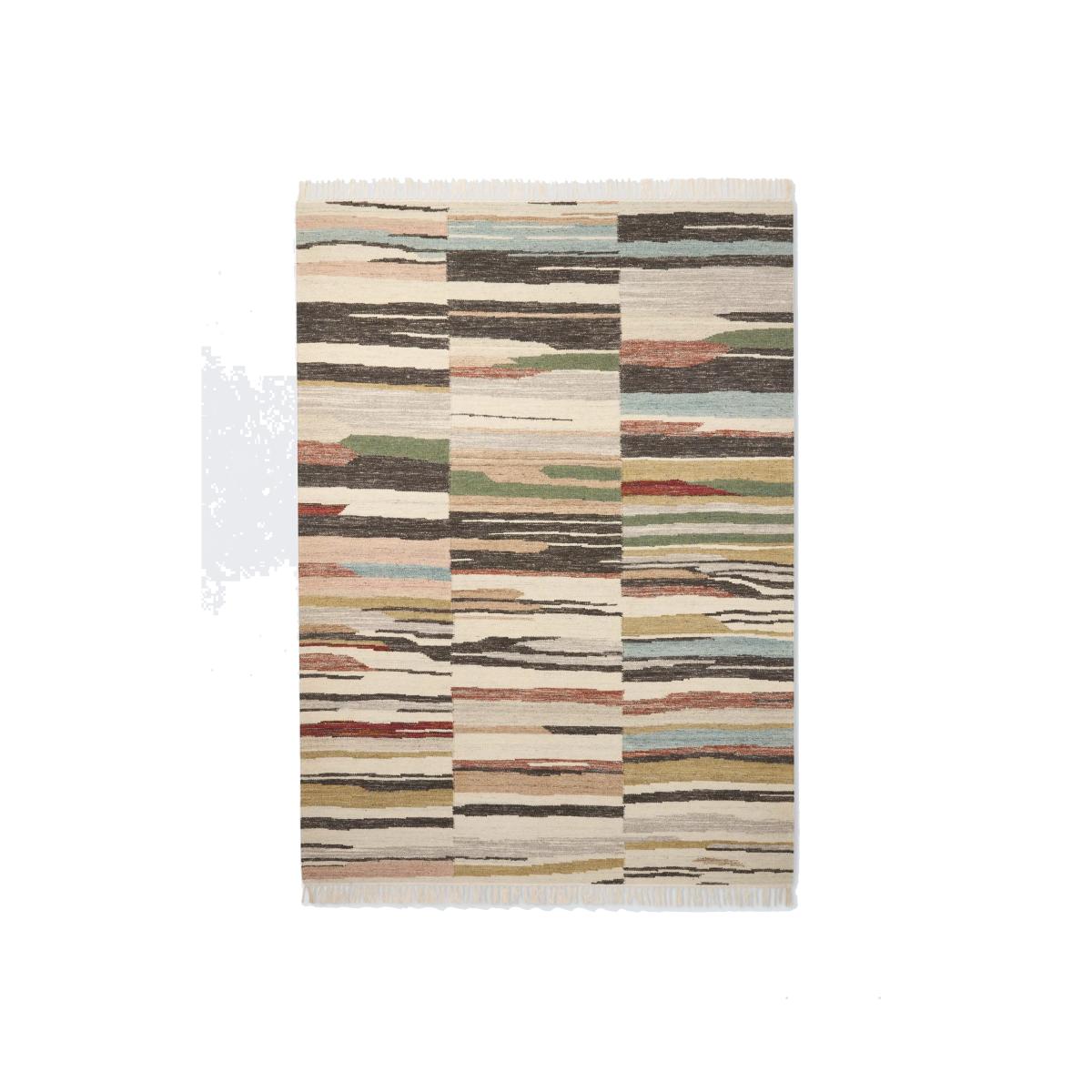 John Lewis Abstract Stripe Wool Rich Rug, Multi – image 1