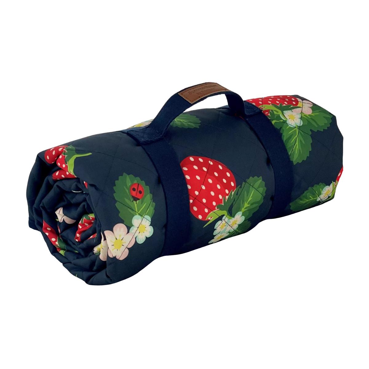 Navigate Strawberries & Cream Extra Large Picnic Rug, Navy/Red – image 1