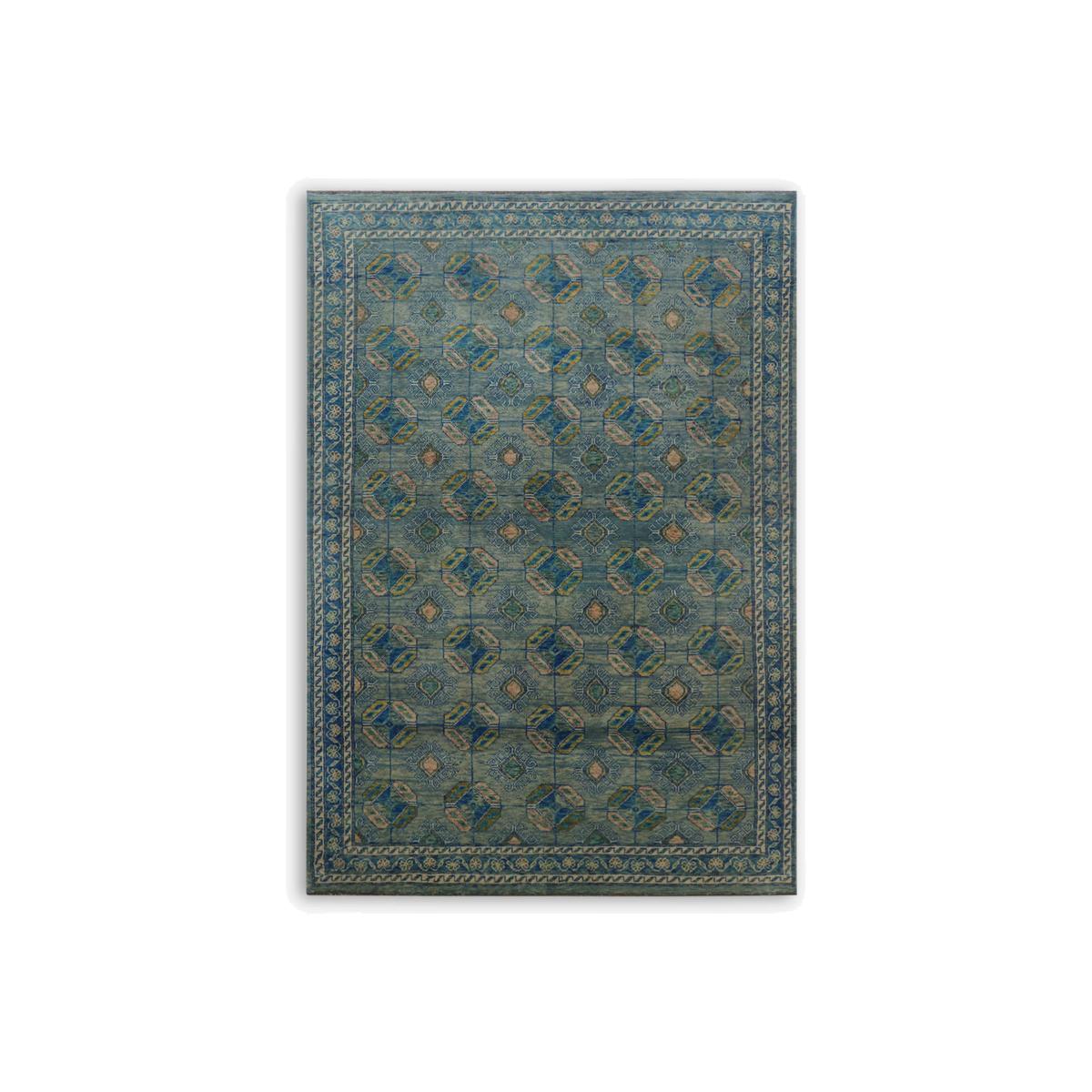 Gooch Luxury Hand Knotted Afghan Esari Rug, Blue
