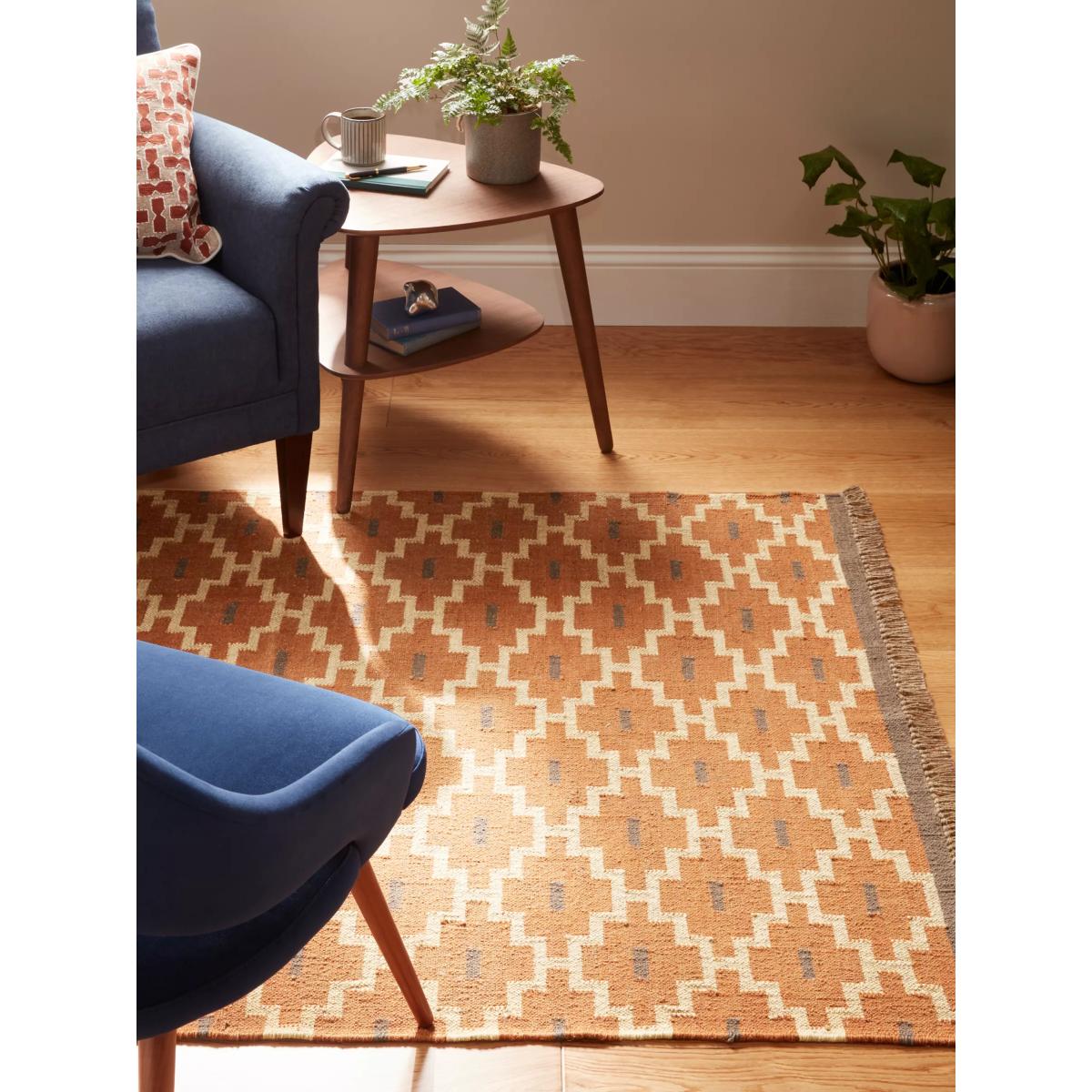 Jaipur Hand Woven Bedouin Dhurrie Rug, Baked Clay – image 2
