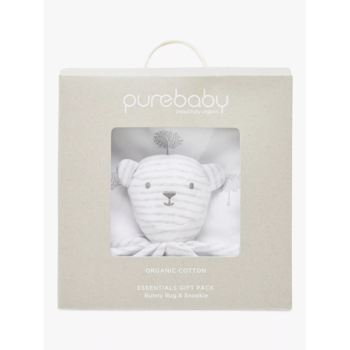 Purebaby Organic Cotton Bunny Rug and Snookie Gift Pack, Pale Grey – image 2
