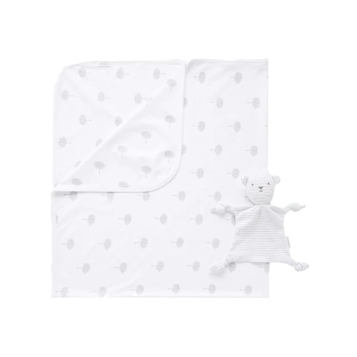 Purebaby Organic Cotton Bunny Rug and Snookie Gift Pack, Pale Grey – image 1