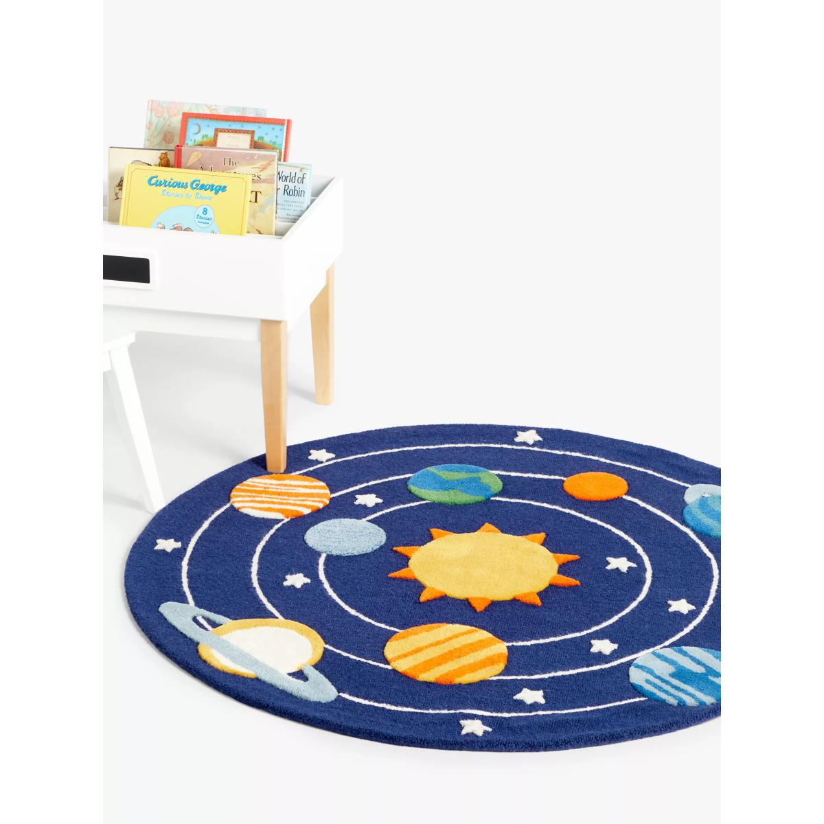 little home at John Lewis Outer Space Rug, Blue, Dia.120cm – image 2