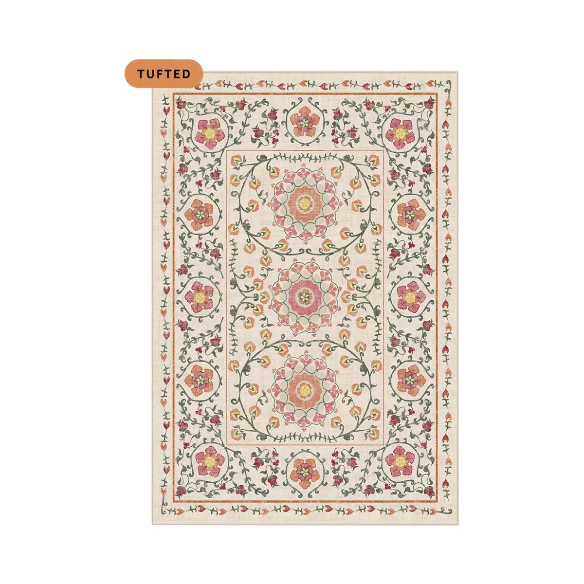 Ruggable Suzani Floral Tufted Rug, Coral – image 3