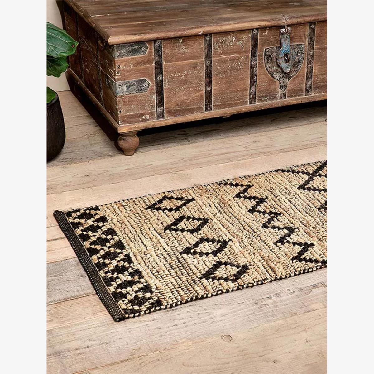 Nkuku Ambara Jute Runner Rug, Black/Neutral, L177 x W66 cm – image 1