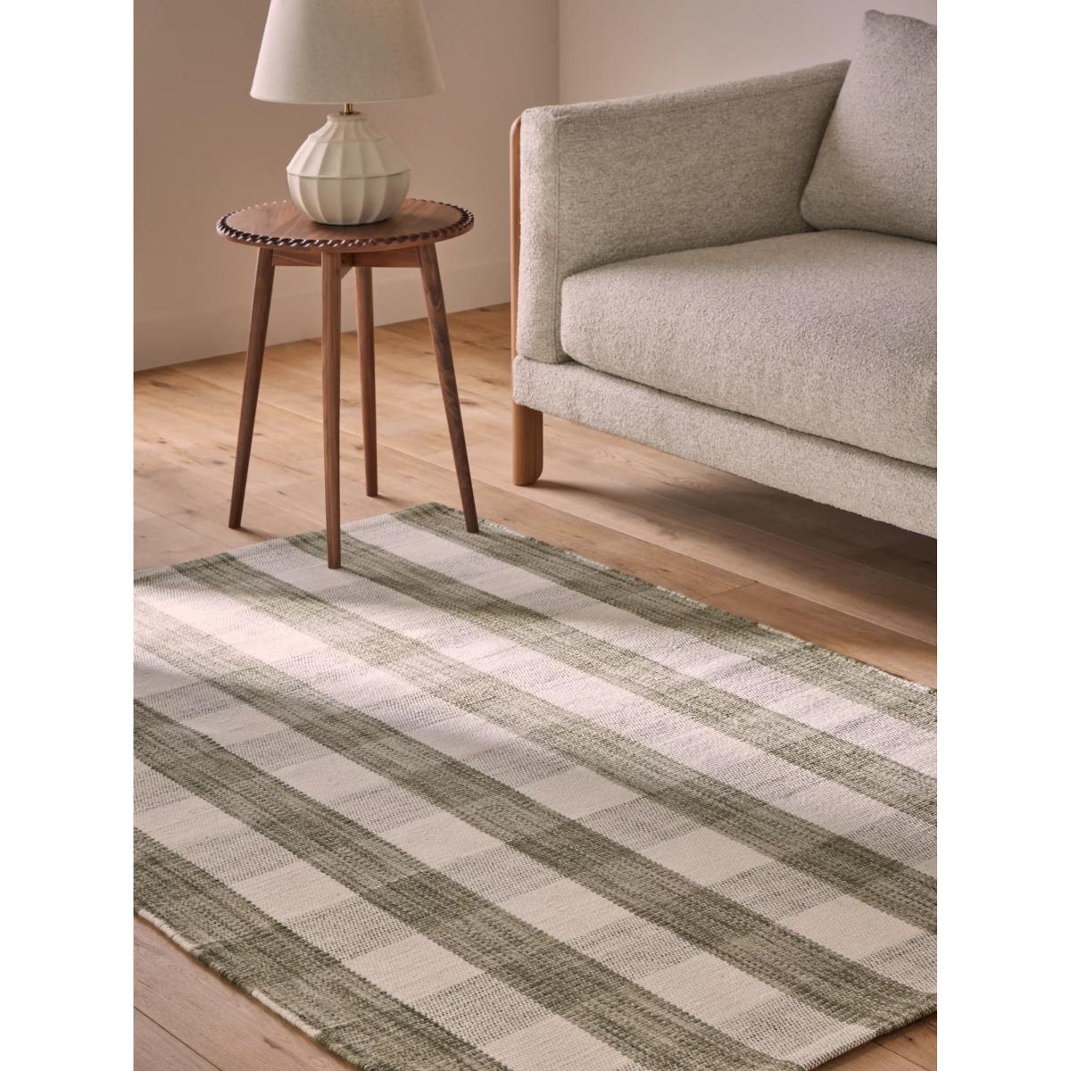 John Lewis Gingham Check Rug, Green, L180 x W120 cm – image 3