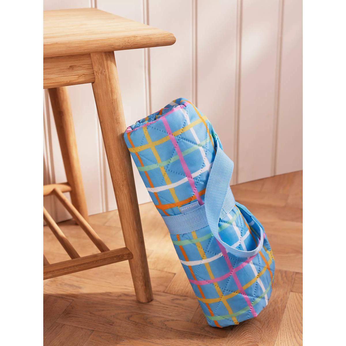 John Lewis ANYDAY Grid Picnic Rug, Blue/Multi – image 2