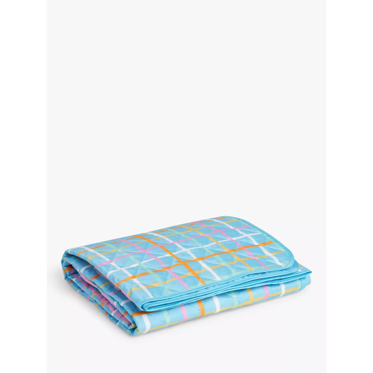 John Lewis ANYDAY Grid Picnic Rug, Blue/Multi – image 4
