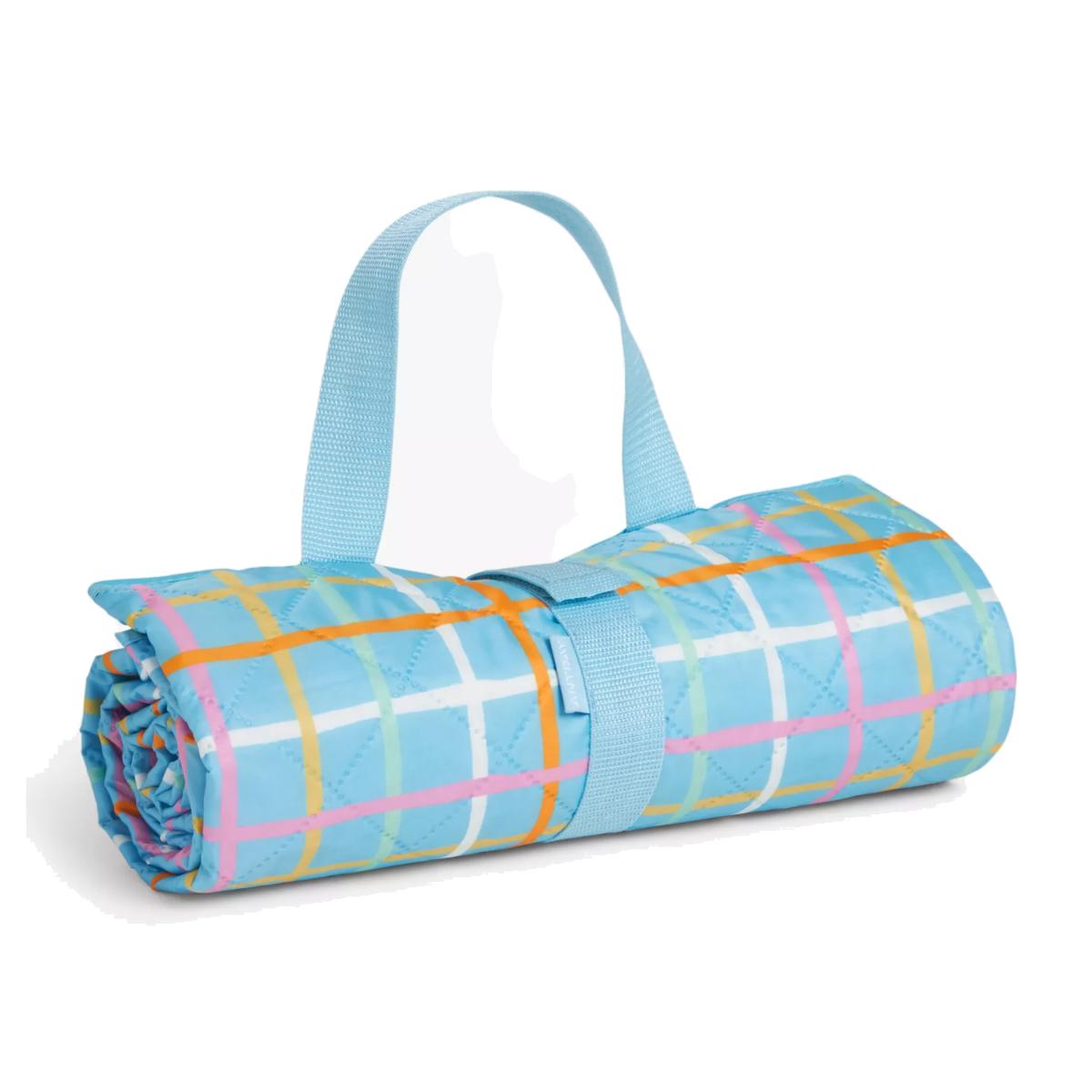 John Lewis ANYDAY Grid Picnic Rug, Blue/Multi – image 1