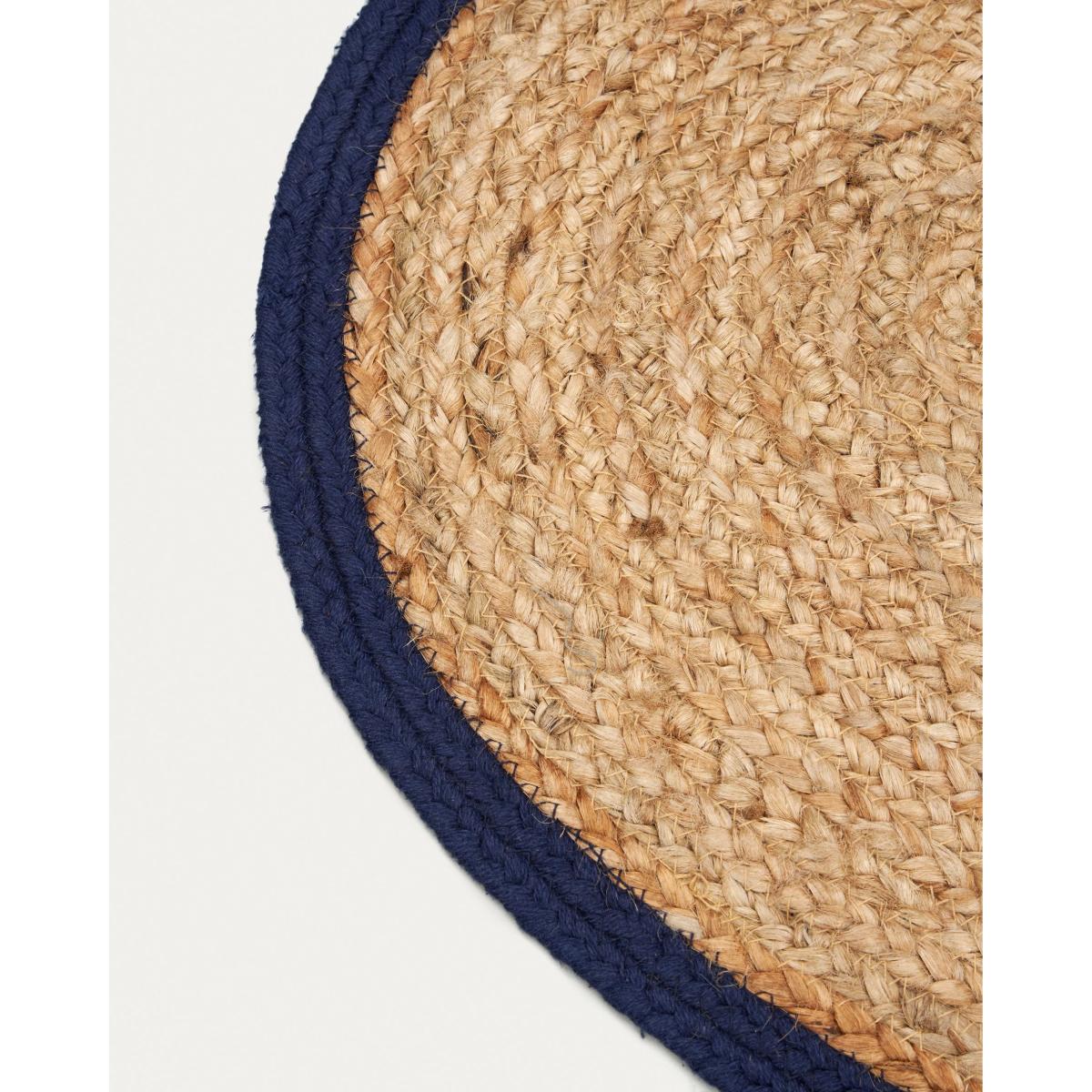 Tabby rug for pets in jute and blue cotton, Ø 40 x 60 cm – image 3