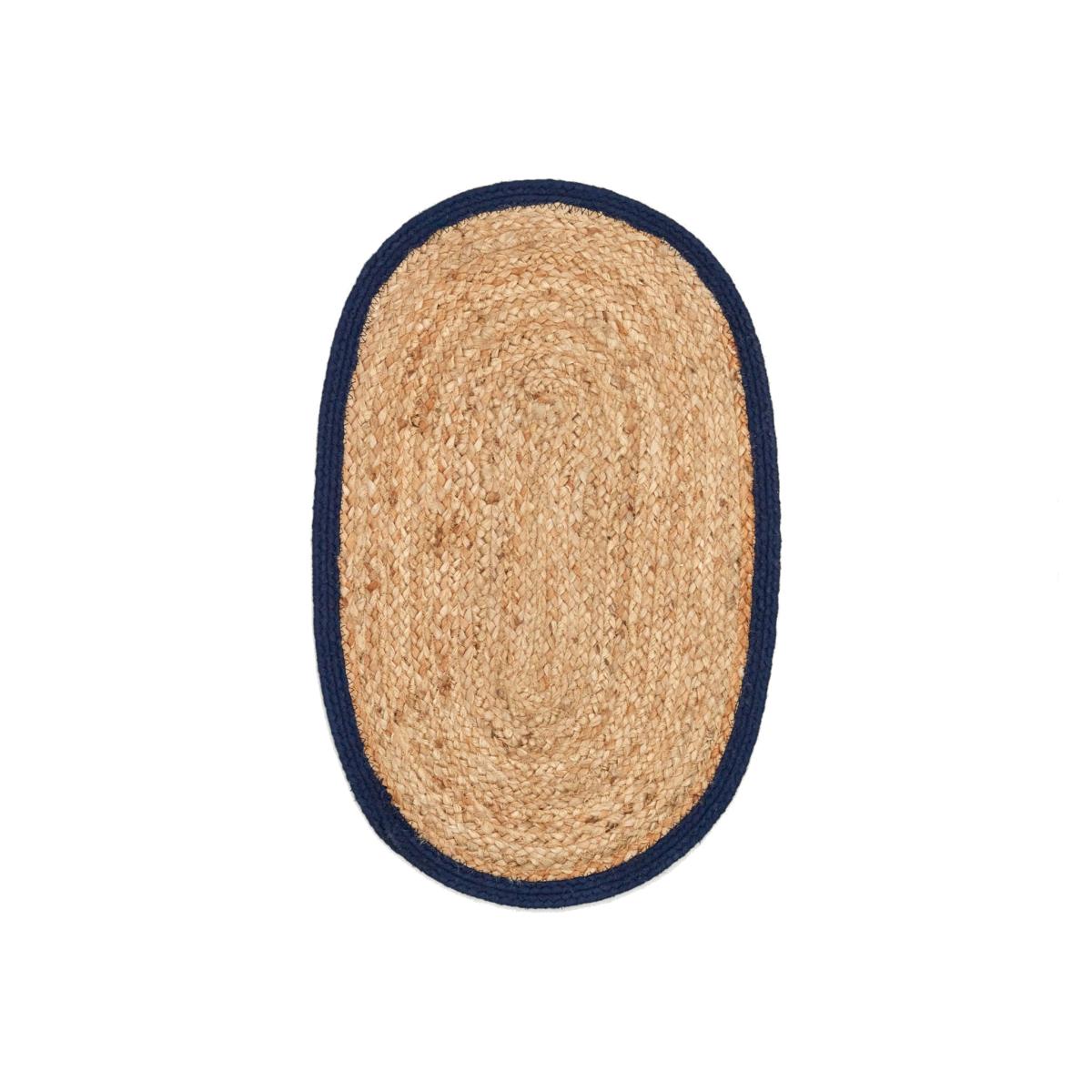 Tabby rug for pets in jute and blue cotton, Ø 40 x 60 cm – image 1