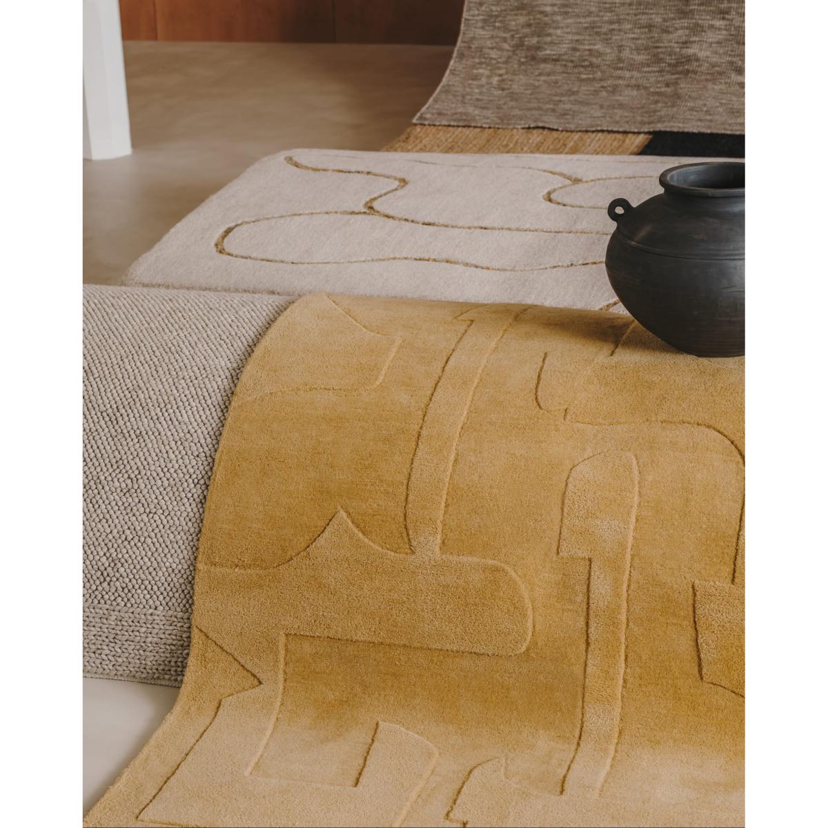 Maie mustard mustard wool and viscose rug 160 x 230cm – image 2