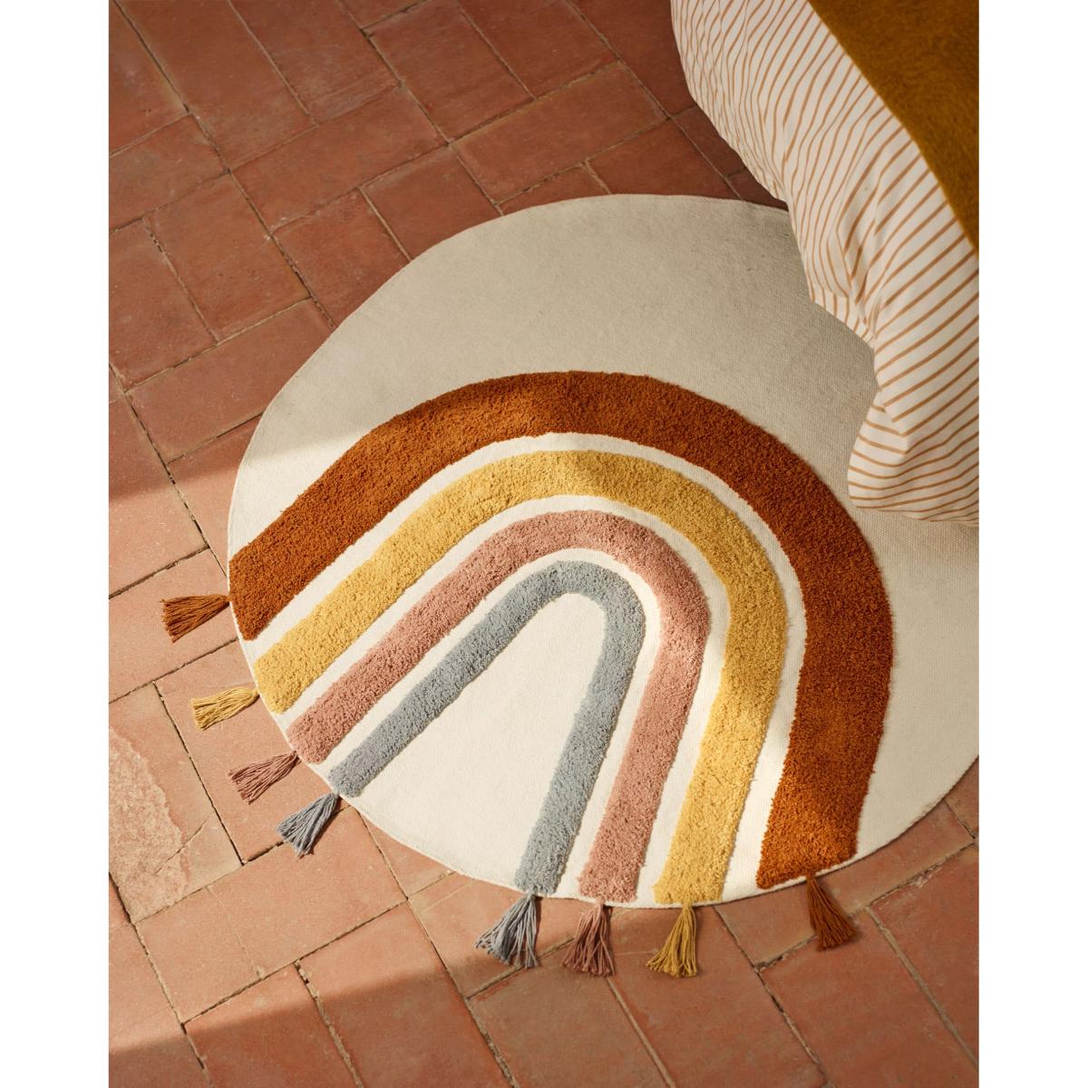 Tadea round rug, 100% cotton with a multicolour rainbow, 100 cm – image 2
