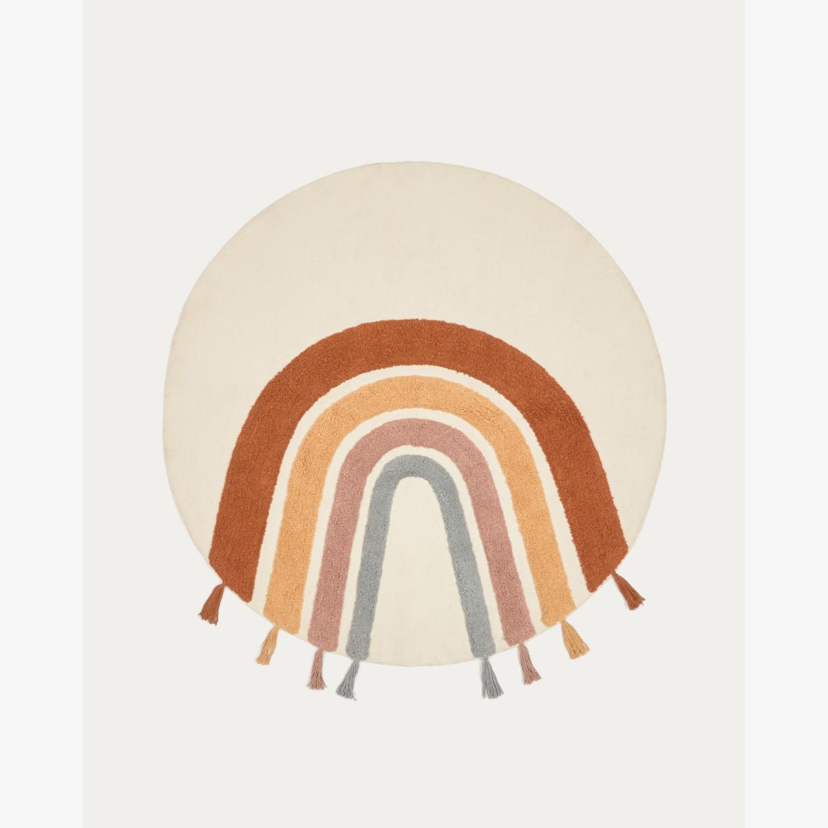 Tadea round rug, 100% cotton with a multicolour rainbow, 100 cm – image 1