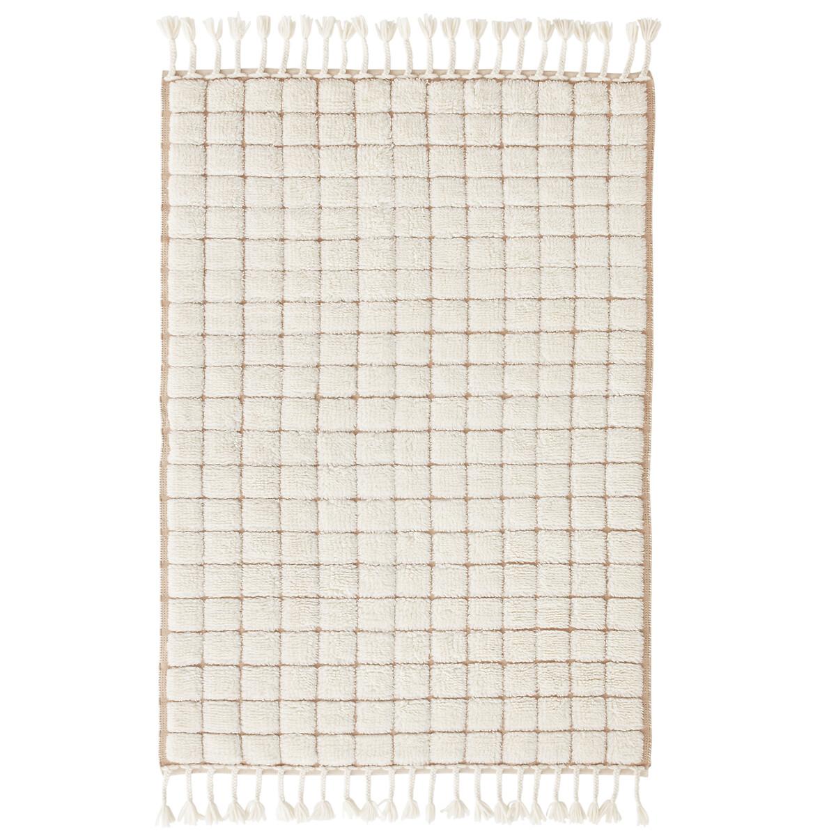 Ladama Checkered Fringed Wool Rug – image 2