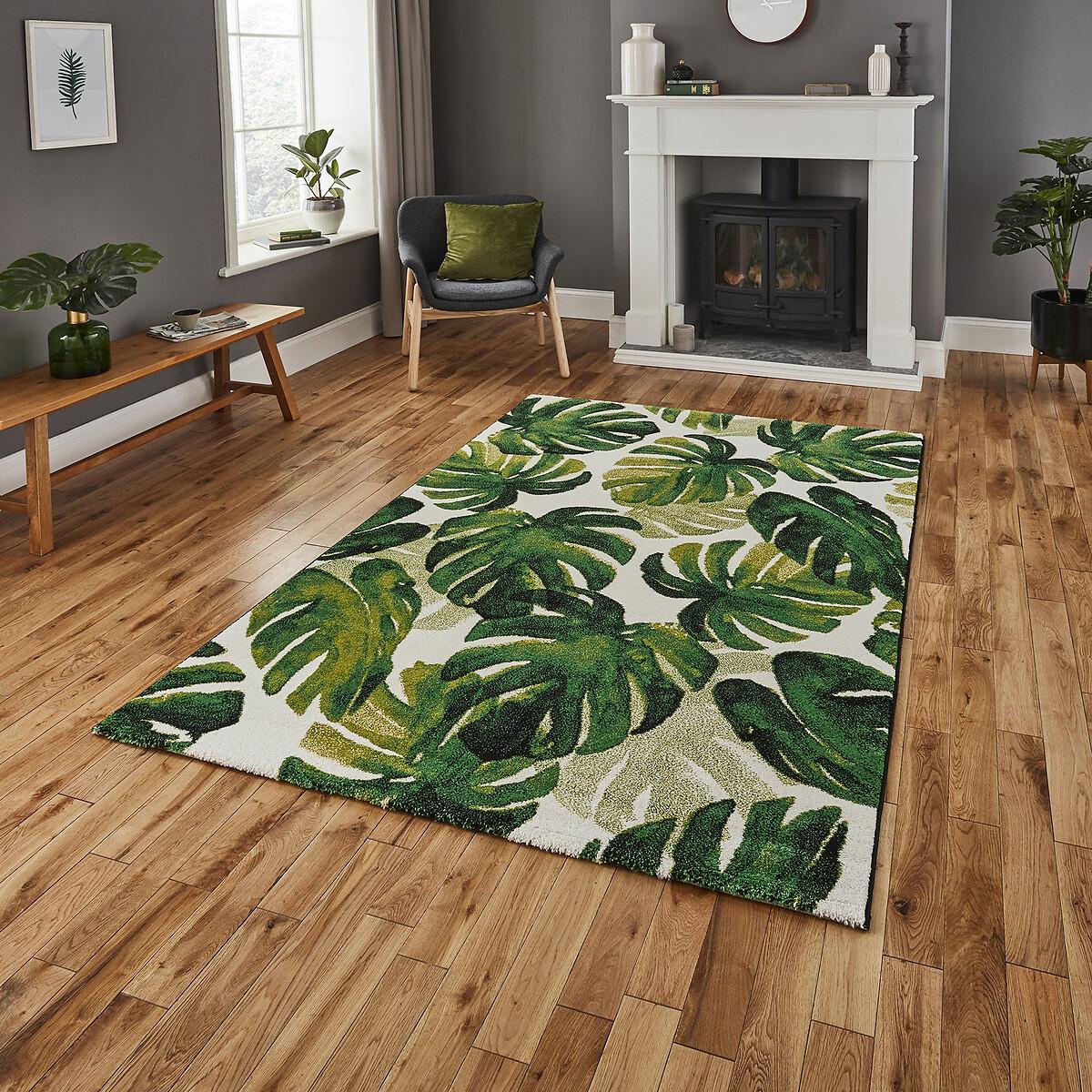 Tropical Monstera Leaf Print Rug – image 2