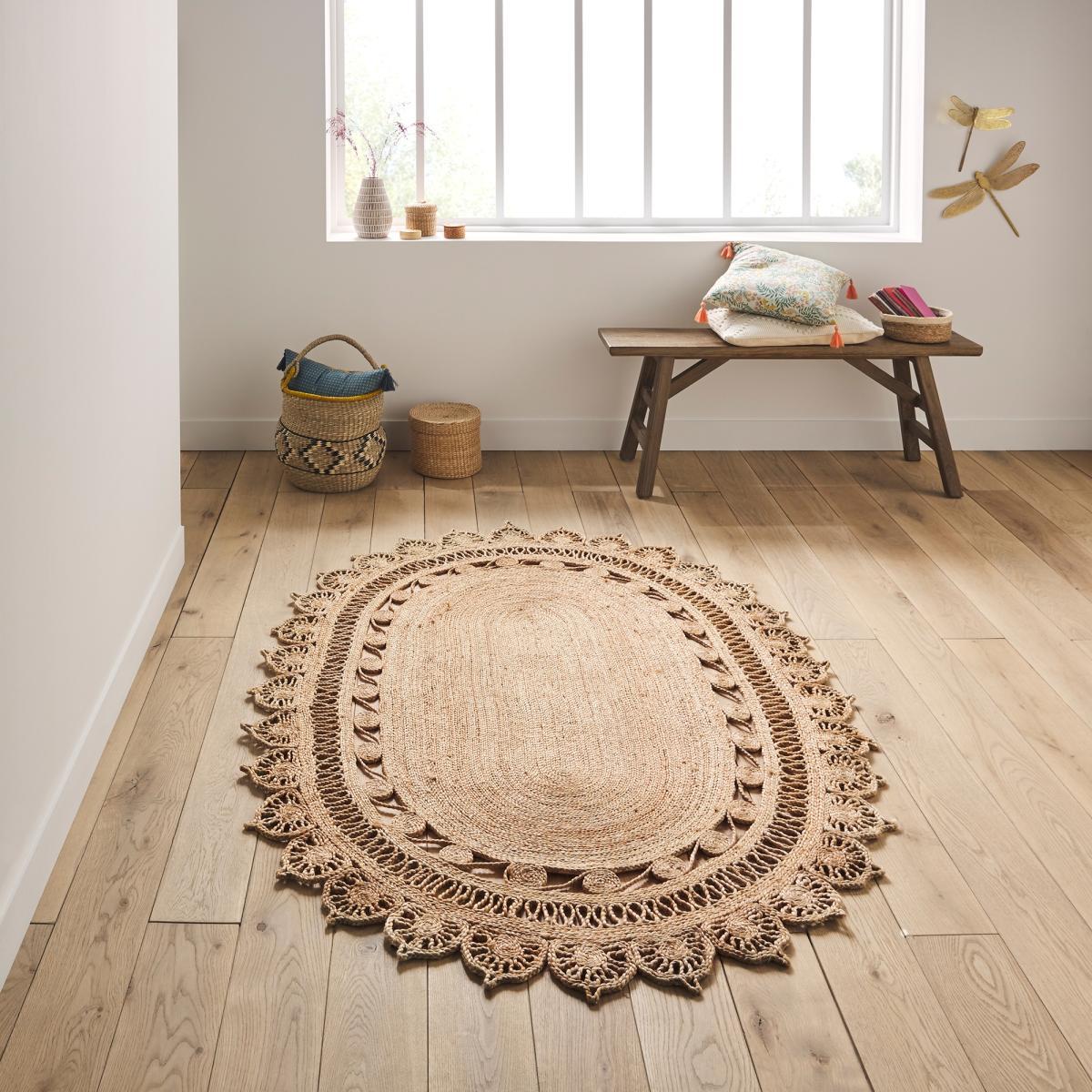 Rozza Patterned Oval Jute Rug – image 3